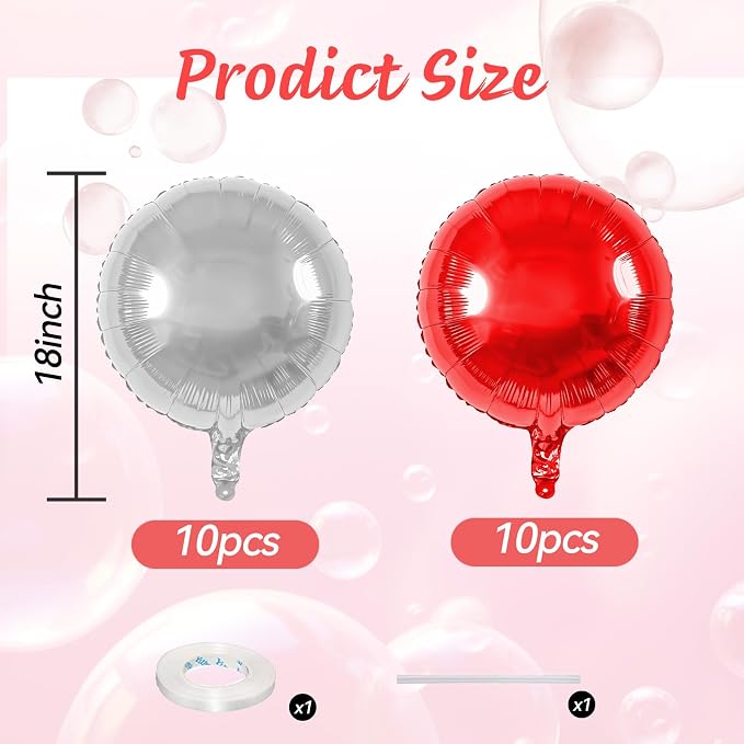 20PCS 18 Inch Round Foil Balloon, Round Shaped Balloons - Image 2
