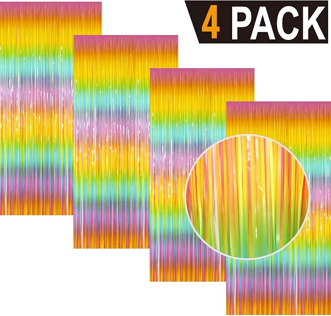 GOER 3.2 ft x 8.2 ft Metallic Tinsel Foil Fringe Curtains Party Photo Backdrop - Image 2