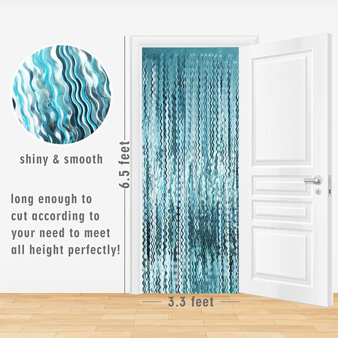 GOER 3.2 ft x 6.5 ft Metallic Tinsel Foil Fringe Curtains Party Photo Backdrop - Image 6
