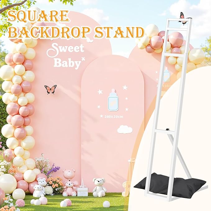 1 Pack White Wedding Backdrop Stand, Adjustable Metal Arch - Image 6