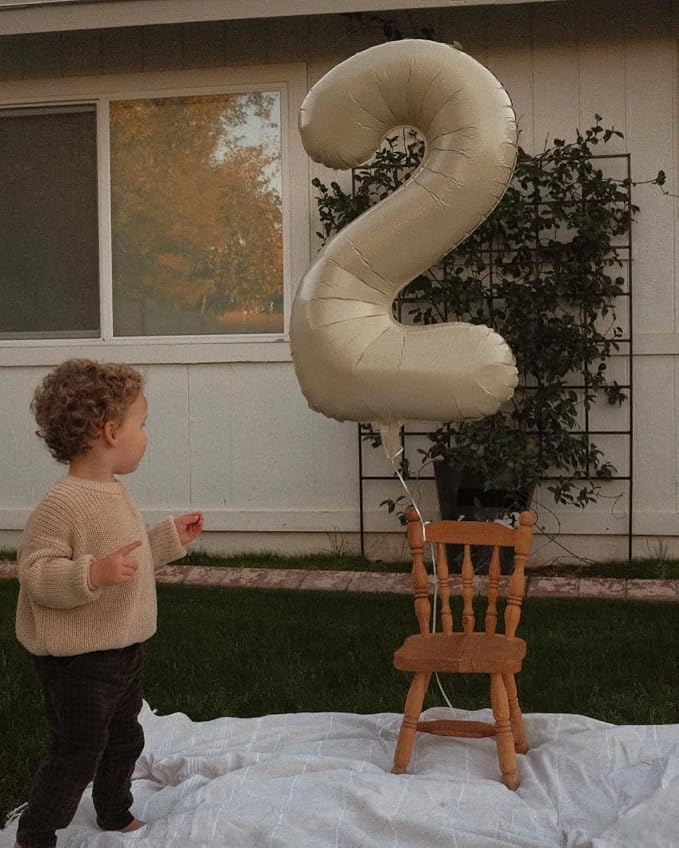40 Inch Cream Number 1 Balloon Birthday Party Decorations - Image 7