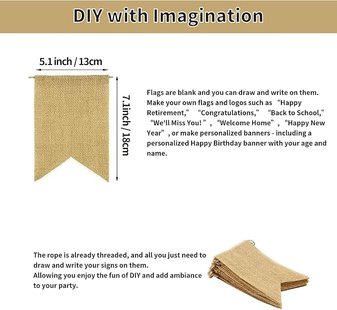 15pcs Burlap Banner Handwriting Banner Kit-Include Letters and heart Stencil - Image 4
