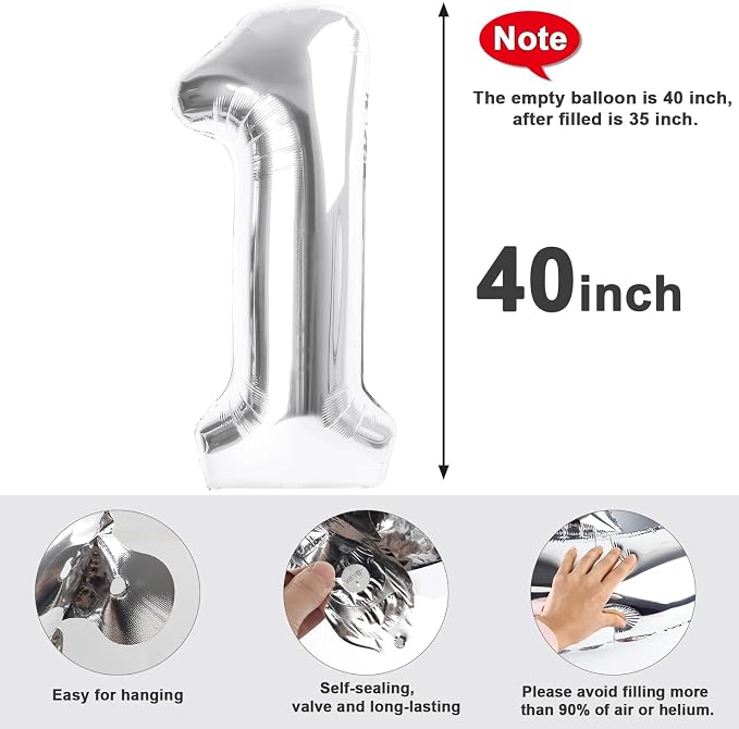 19 Balloon Number 40 Inch Silver Balloons - Image 5