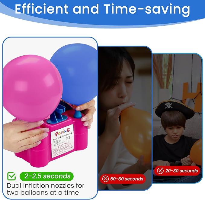 PCFING Balloon Pump Electric, Portable Balloons Inflator Blower Machine - Image 2