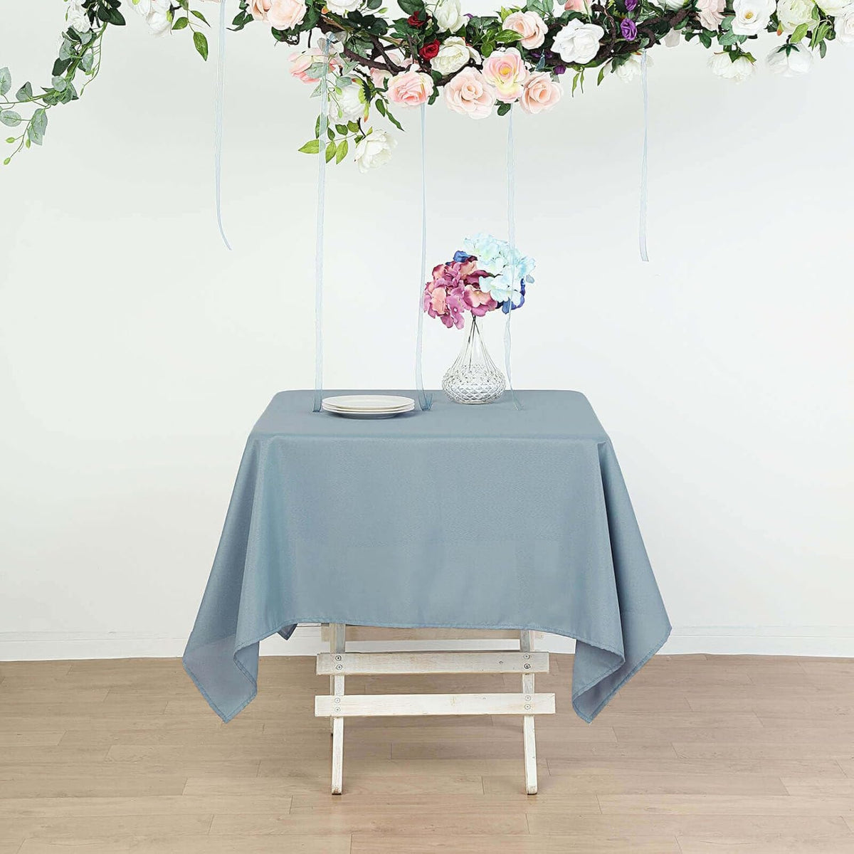 Efavormart 54x54 Dusty Blue Wholesale Linens Seamless Polyester Square Linen Tablecloth for Wedding Banquet Party Restaurant