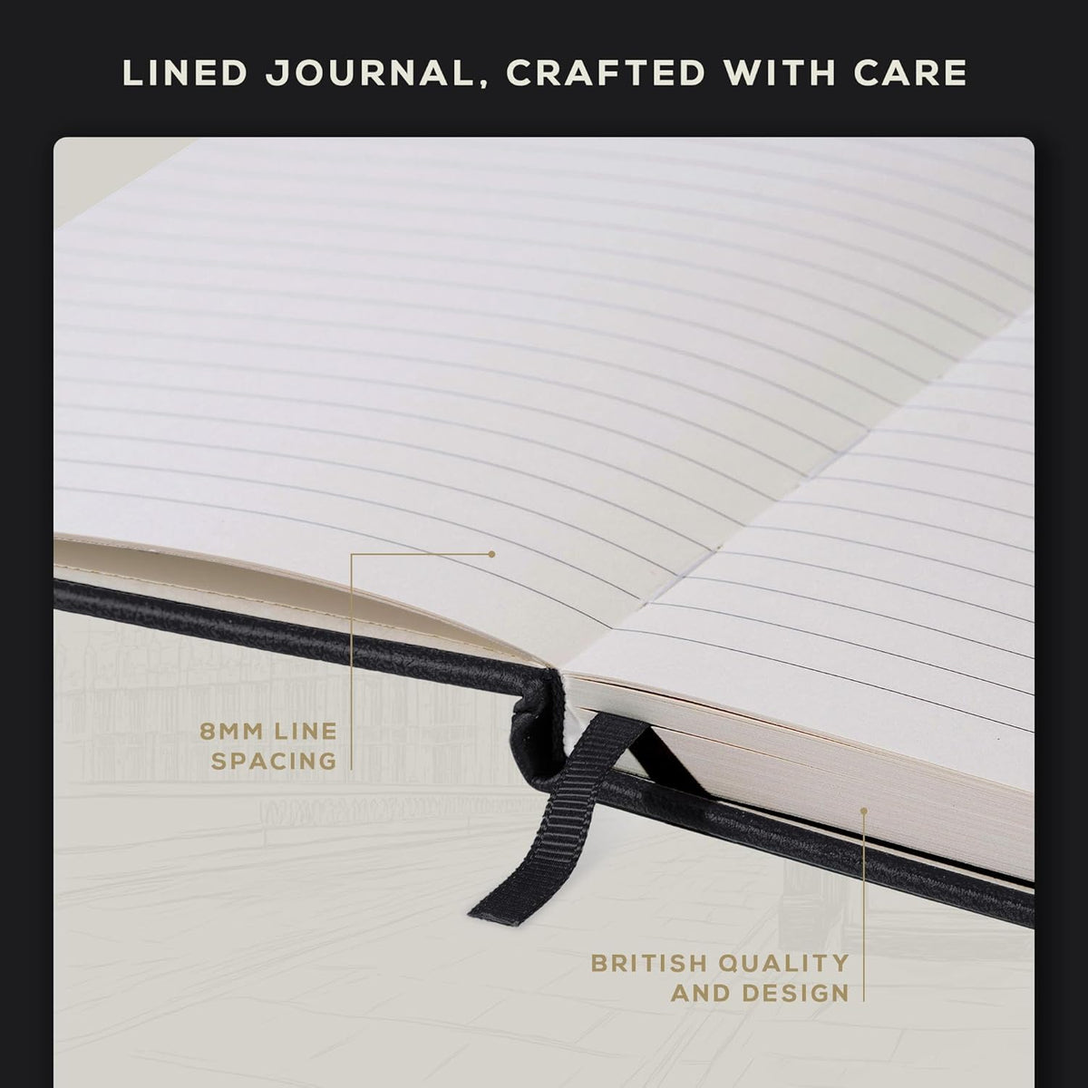 BEECHMORE BOOKS Lined Journal Notebook, 8.5 x 11.5 inch, A4 160 Lined Pages, Hardcover Leather Journals for Women, Men, Writing and Notebooks for Work - 120 GSM Thick Paper, Gifts Box Included
