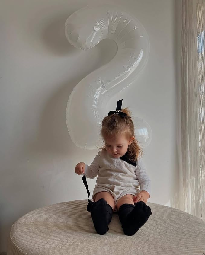 7 Balloon - White Birthday Number Balloons, 40 Inch Decorations Men Women | - Image 3