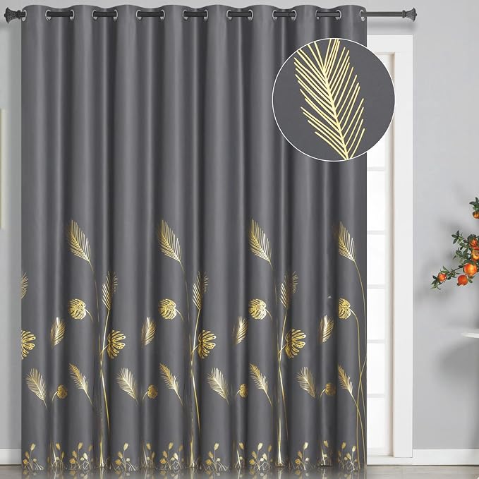 Curtain for Sliding Glass Door 100W x 108L Inch Blackout Curtain by ESTELARTEXTILER