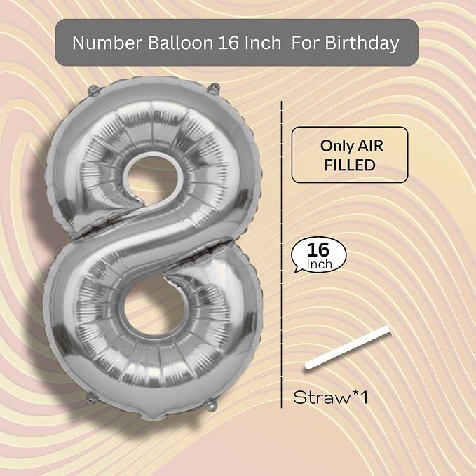 Candy Blue Number Balloon 8 Mylar Foil Balloons 16 inch - Image 8