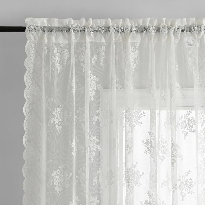 Kotile Short Ivory Lace Curtains - Image 3