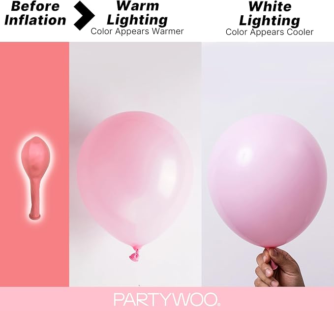 PartyWoo Baby Pink Balloons 100pcs Pastel Pale Light Pink Color | 18 12 10 5 - Image 3