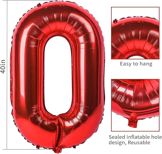 40 inch Number Balloon 0-9 Red Large Number 3 Balloons, Digital Balloons - Image 5