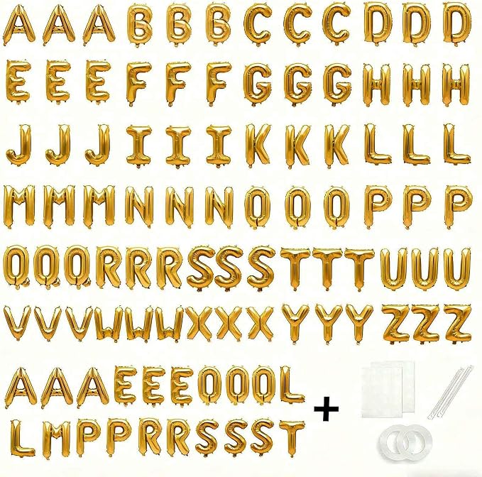 98 Pcs Gold Letter Balloons, Custom 3 Set A-Z Set - Image 2