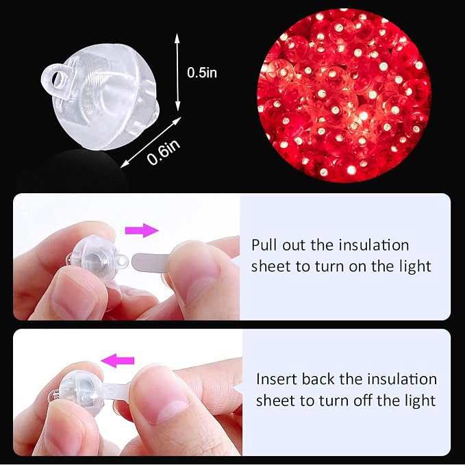 ZGWJ 50PCs Red Balloon Lights Mini, Battery Powered, Long Standby Time - Image 3