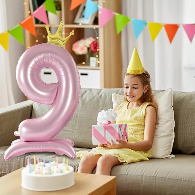 42 Inch Crown Pink Number Balloon, Number 2 Balloon - Image 7