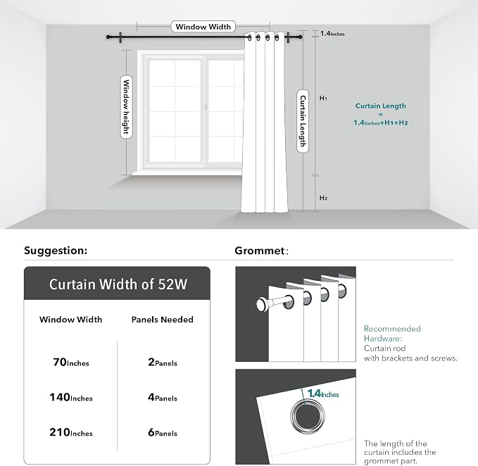 Deconovo Living Room Curtains 63 Inches Long, Thermal Insulated, Room Darkening - Image 9