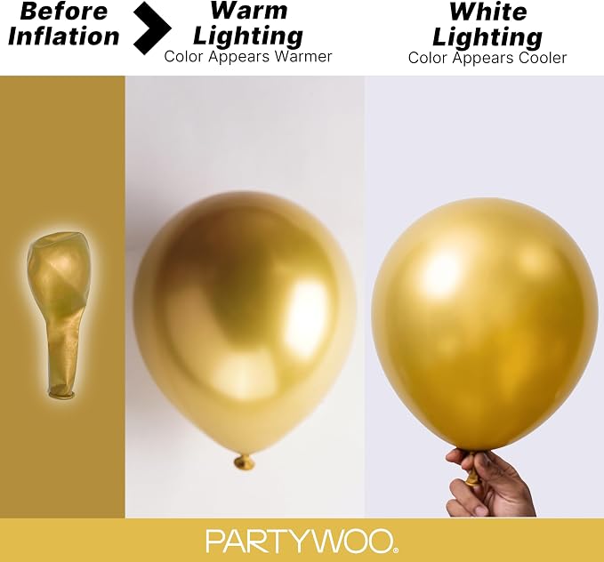 PartyWoo Gold Balloons 100pcs Different Sizes of 36 18 12 10 5 Inch | Balloons - Image 3