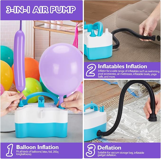 AGPTEK Electric Air Balloon Pump, 110V 600W | Portable Dual Nozzle - Image 4