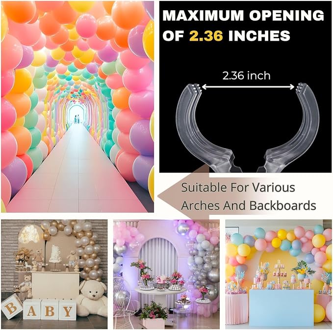 Miliocry 10 Pack Large Balloon Arch Clips Plastic Transparent Backdrop Spring - Image 4