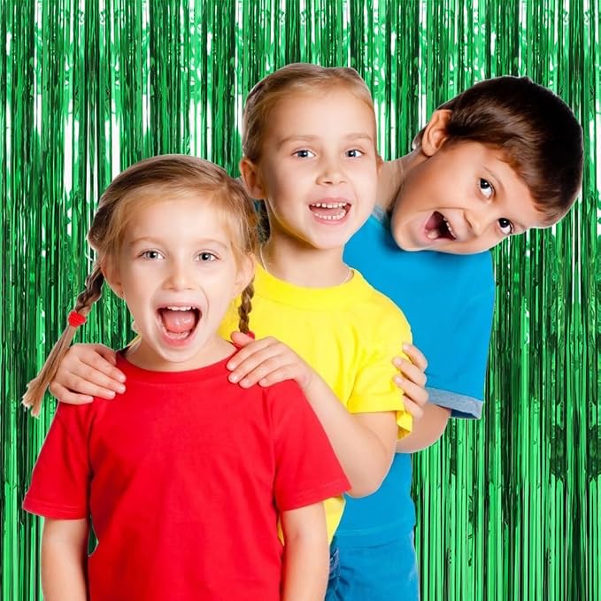 10 Pack Green Streamers Backdrop Jungle Party Decorations Foil Fringe Backdrop - Image 5