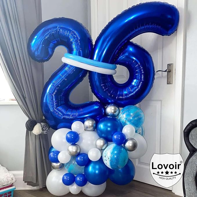 Navy Blue 26 Number Balloons, 40 Inch Giant Number 26 Balloons Foil Mylar - Image 3