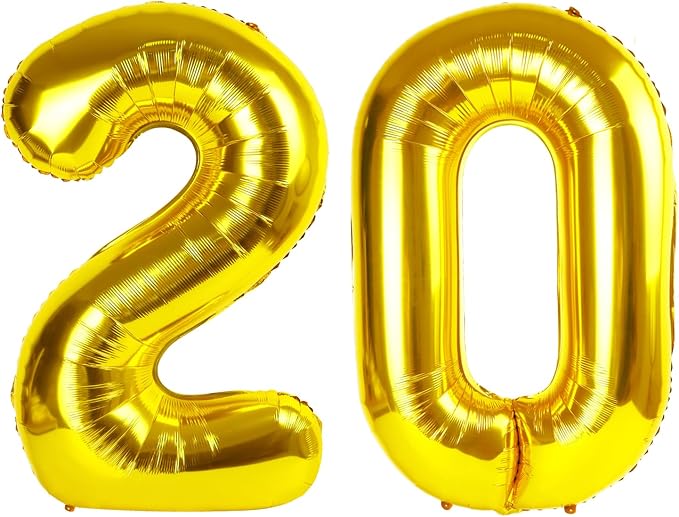 Balloons Number 40 Inch Gold 20 Balloon by Mluchee