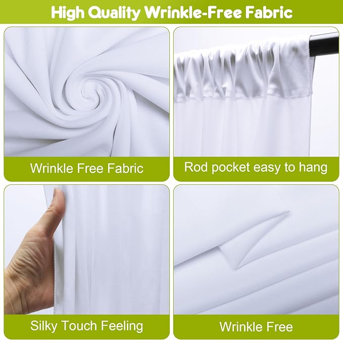 White Backdrop Curtain Drapes for Parties, 6 Panel 5x8FT - Image 4