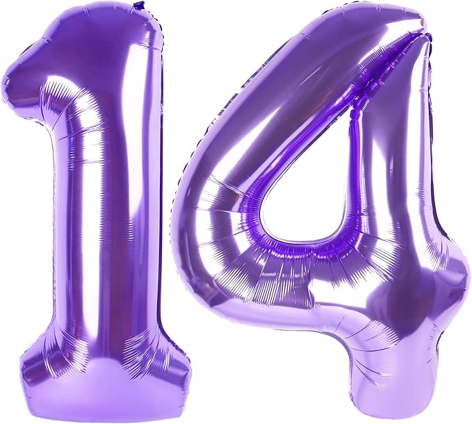 Number Balloon Purple Number 14 by Mluchee