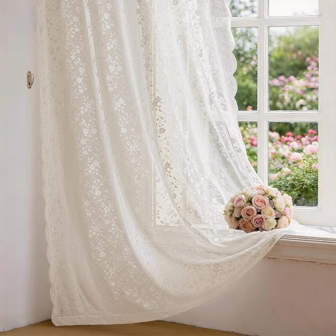 Anmao Vintage Lace Sheer Curtains 54 Inches Long - Image 8