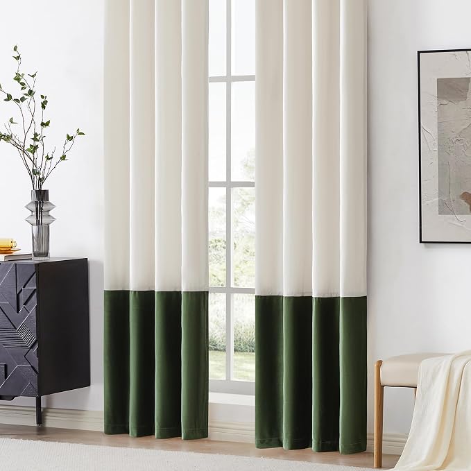 BULBUL Luxury Ivory Green Curtains 90 inches - Image 4