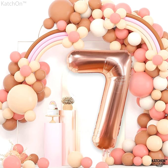 KatchOn Rose Gold Number 7 Balloon 40 Inch | 7th Birthday Balloon - Image 6