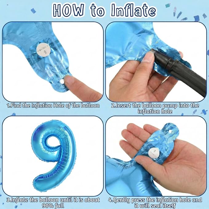 Light Blue Number 9 Balloon 40 Inch, Foil Numeral - Image 5