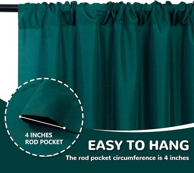 Hunter Green Backdrop Curtains for Parties Wedding Curtains Rod Pocket Green - Image 5