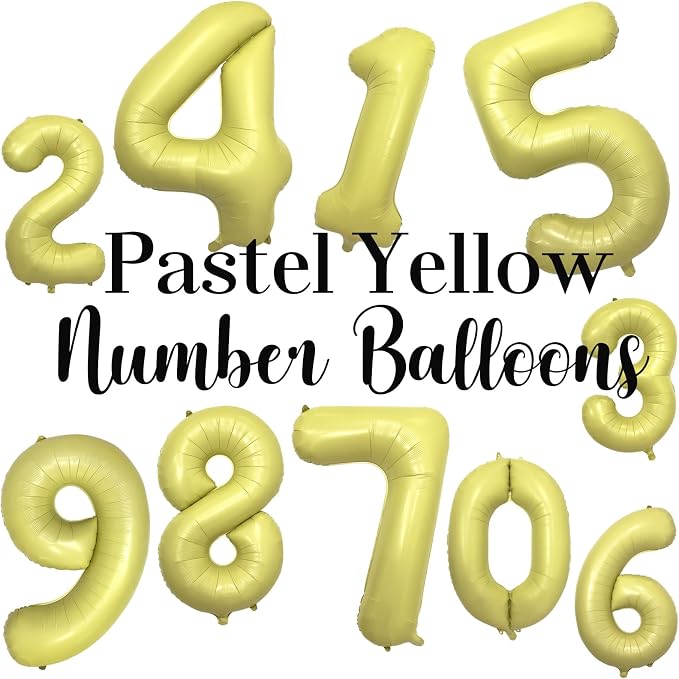 Pastel Yellow Number 7 Balloon 40 Inch Light Yellow Foil Number Balloons 7th - Image 3