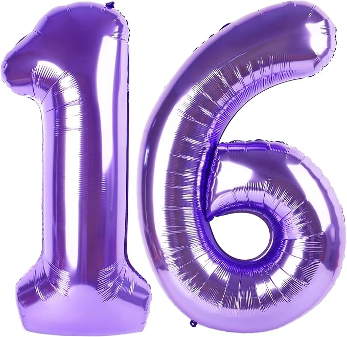 Purple Number 16 Balloon 40 Inch, 16th Birthday Decorations Men Women | Foil by IWERP