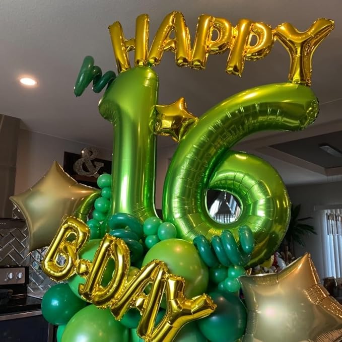 40'' Green Number 7 Balloons, Giant Self Inflating Foil Number Balloons Set 0-9 - Image 4