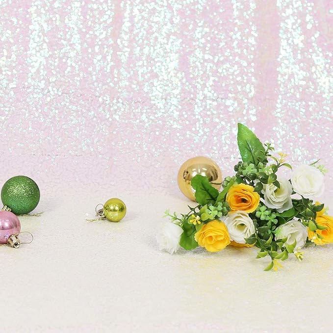 Eternal Beauty White Iridescent 3mm Sequin Backdrop 6x6 Ft - Image 8