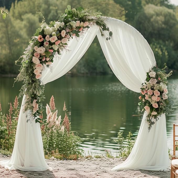 Ivory Wedding Arch Draping Fabric Backdrop Drapes Sheer 2 Panels | 28.7"x20FT - Image 5