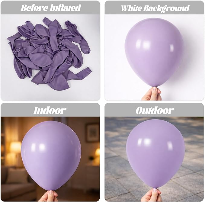 Voircoloria 66pcs Lilac Purple Faded Purple Latex Party Balloons, 12inch | - Image 3