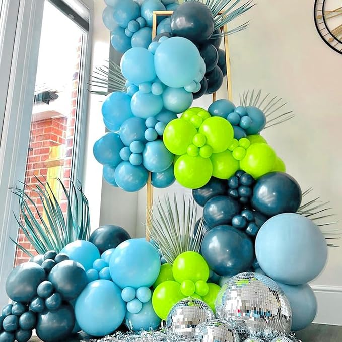 RUBFAC 129pcs Blue Green Balloons Different Sizes 18 12 10 5 Inch - Image 4