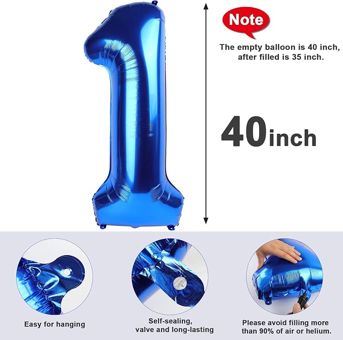 60 Balloons Number for 60th Birthday Decorations Women Men, Dark Blue | 40In - Image 6