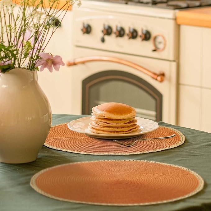 Round Placemats Set of 8, Woven Table Mats, Thin Edge, 15 Inch Diameter - Image 6