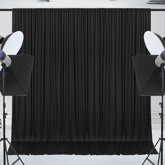 30x10ft Wrinkle Free Black Backdrop Curtain - Image 2