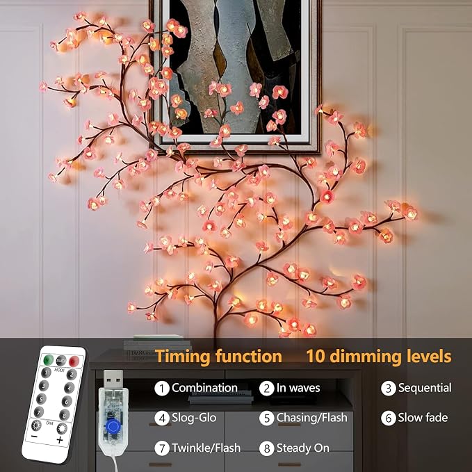 5.25FT 72LED Cherry Enchanted Willow Vine Lights - Image 3