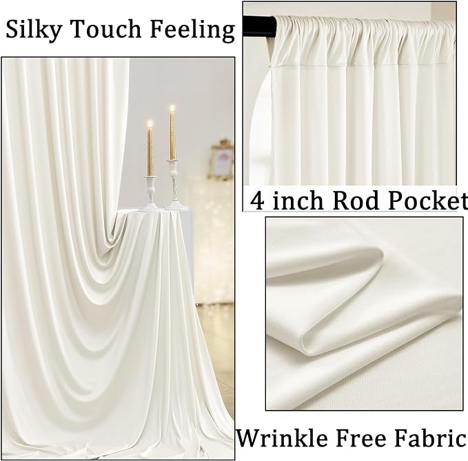 60ftx10ft Wrinkle Free Ivory Backdrop Curtains - Image 2