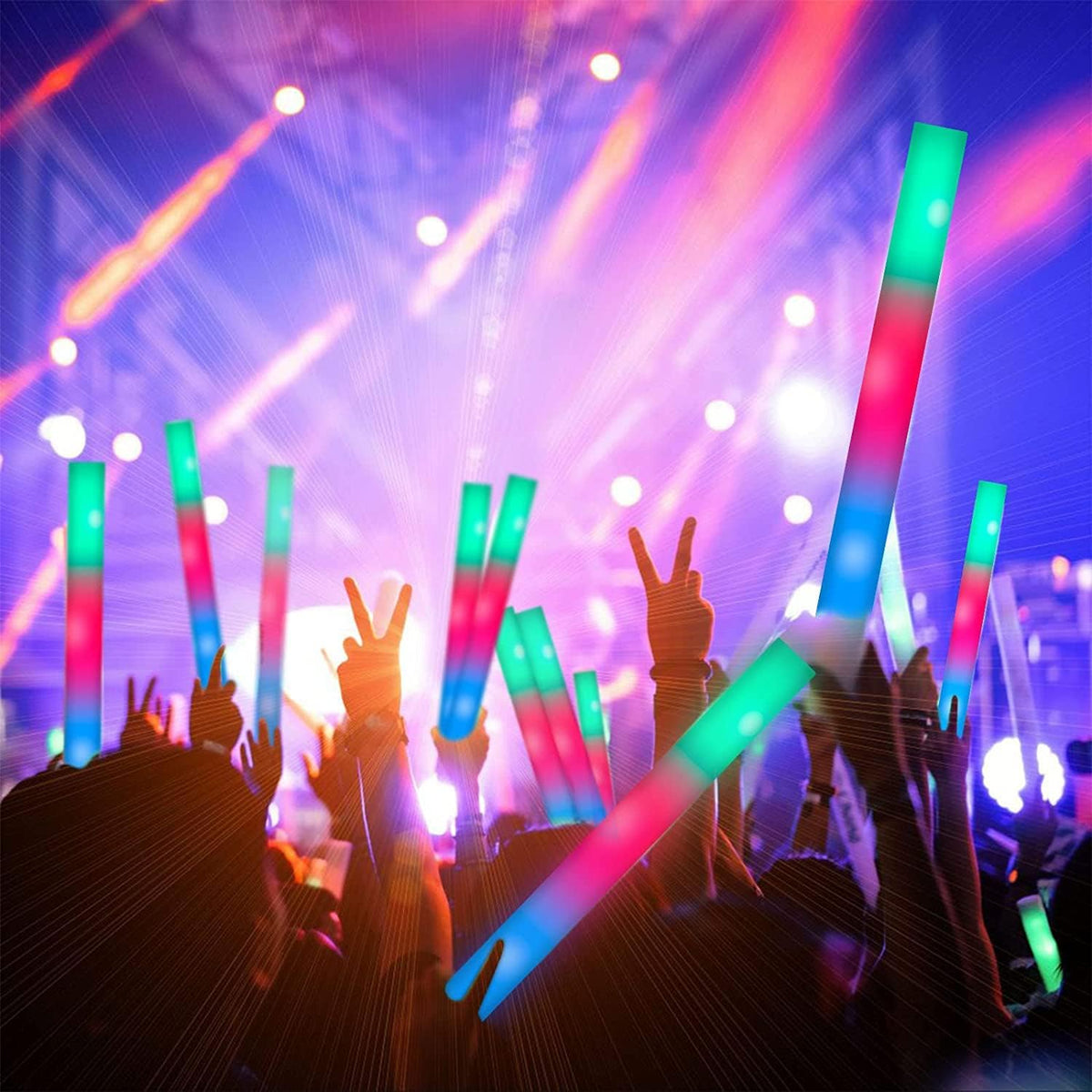 174 Pack LED Foam Glow Sticks, Glow Stick Bulk Party Pack with 3 Modes Colorful Flashing, Glow in Dark Party Supplies for Wedding, Raves, Concert, Camping