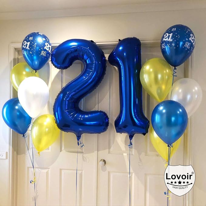 Navy Blue 21 Number Balloons, 40 Inch Giant Number 21 Balloons Foil Mylar - Image 4