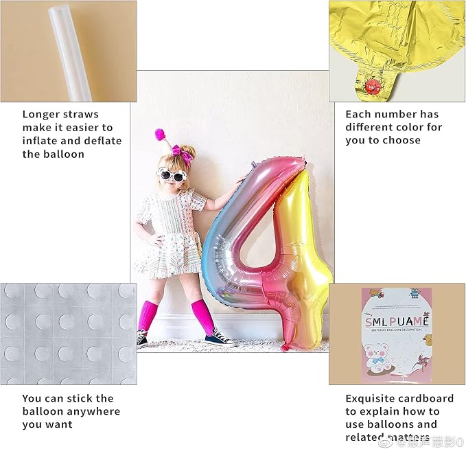 40 Inch Number Balloons 0-9 Rainbow Gradient Large Number 80 Balloons, Digital - Image 5