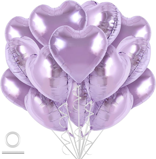 TONIFUL 30Pcs 18 Inch Purple Heart Balloons Purple Heart Shape Foil Mylar Balloons Decoration for Birthday Valentine's Day Wedding Bridal Shower Anniversary Engagement Party Supplies