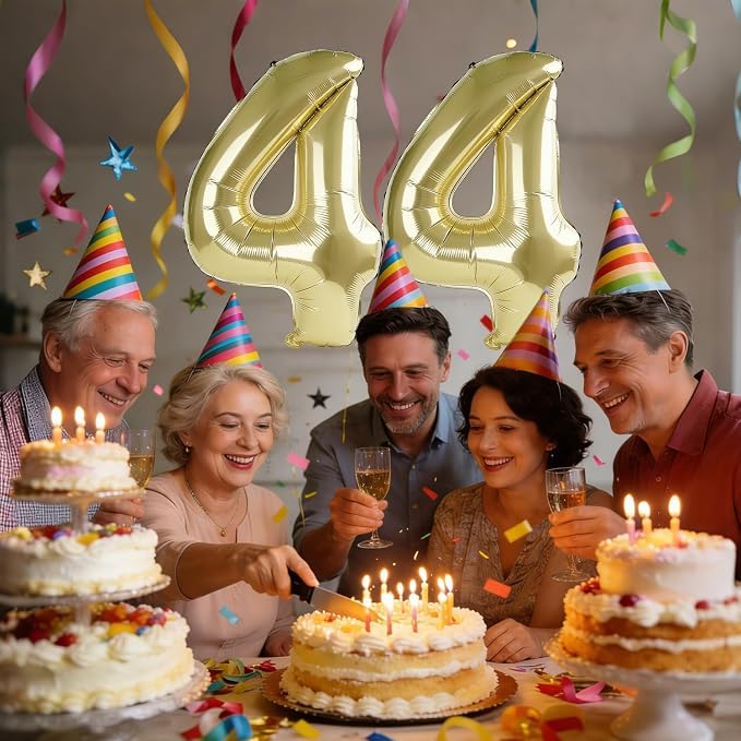 40 Inch Number 44 Balloons for 44th Birthday Party Decorations, 0-100 Champagne - Image 2